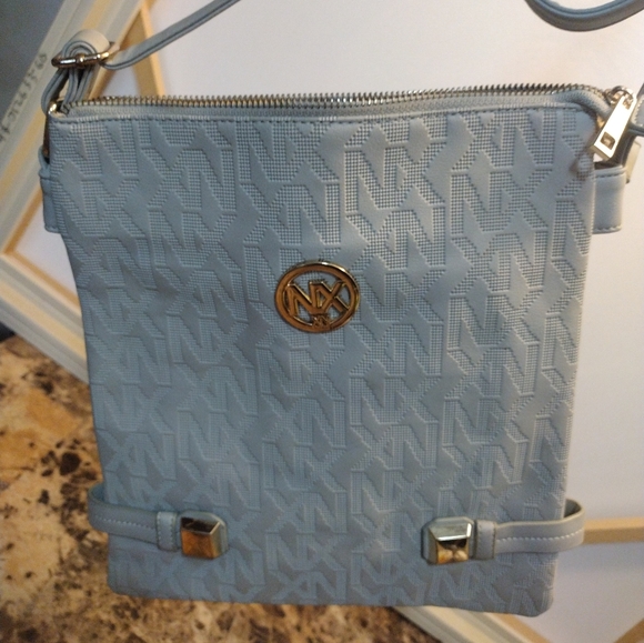 NOBLE EXCHANGE NX logo gray crossbody bag - Picture 2 of 6